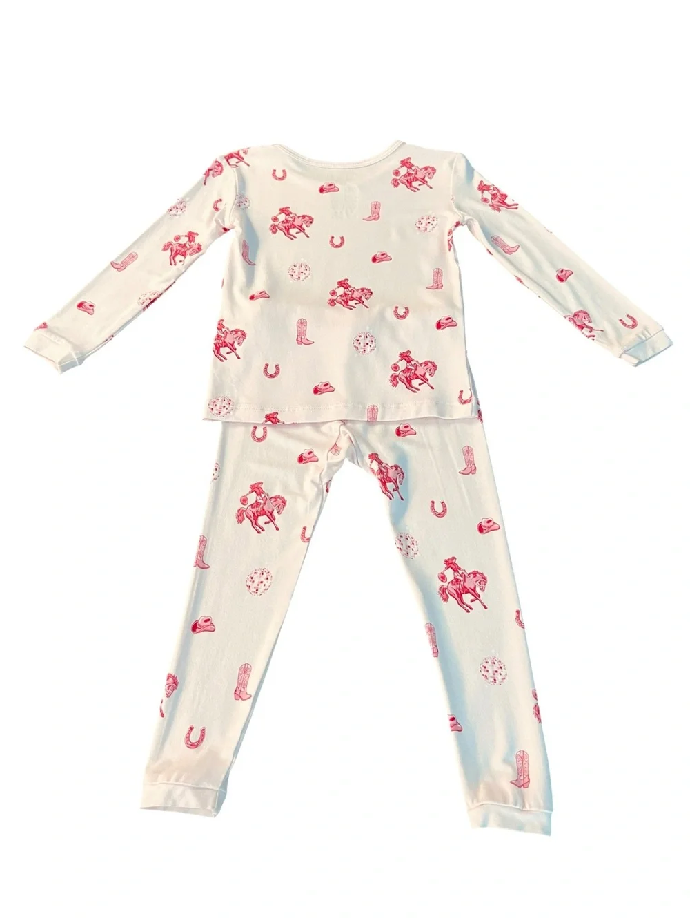 Kyte BABY Soft Pink Pajama Set with Pink Western Cowgirl Theme Horse Print